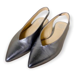 Vince Camuto Slingback Flats Almond Toe in Silver Size 7.5